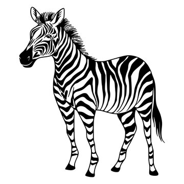 black and white zebra standing clip art preview
