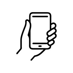 Hand holding smartphone  icon  transparent background