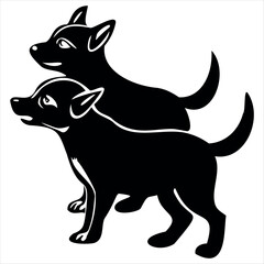 Puppies Silhouette Vector Image