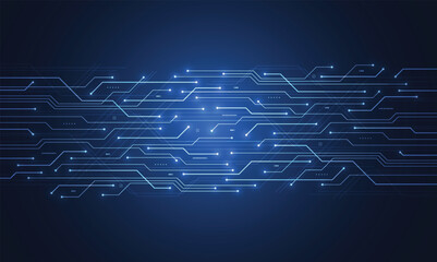 Abstract blue glowing line technology circuit board background design. Communication dot and line speed internet concept. Vector illustration