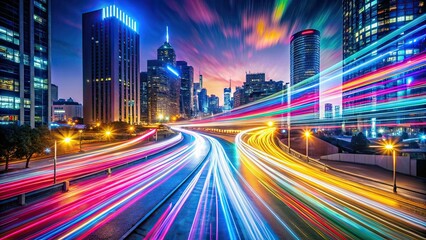 Fototapeta premium Abstract City Lights Night Trails - Futuristic Urban Photography