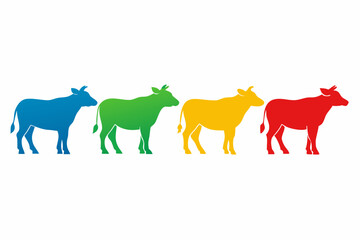 set of Australian Cow vector silhouette illustration isolated on white background