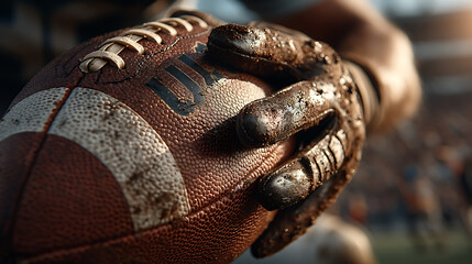 Muddy Grip: American Football Close-Up