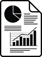 Business Chart Document Silhouette Vector for Report, Presentation, Growth Analysis, Office Data Files