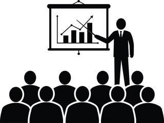 Business Training Presentation Silhouette Vector for Corporate Education, Workshops, Seminars, Conferences