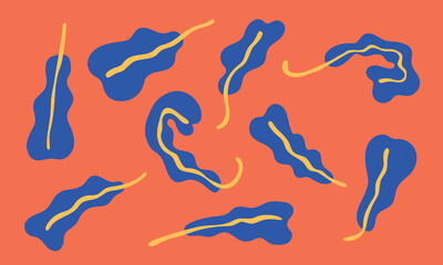 Vector illustration of Ficus lyrata leaves in playful naive style. Groovy organic shapes and hand-drawn texture for packaging, textile patterns, nature-themed branding, wall interior decor