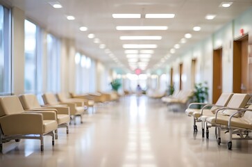 Fototapeta premium Blur focus of the hospital hallway. hospital interior