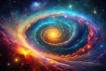 Obraz premium Abstract Spiral Galaxy Nebula Cosmic Art Vibrant Colors