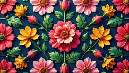 Intricate floral textile design, repeating seamlessly , illustration, subtle