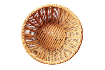 A rustic woven basket perfect for rustic home decor with a light brown hue against a white backdrop