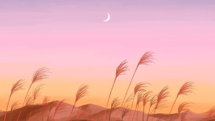 Obraz premium Minimal nature background, aesthetic sunset design
