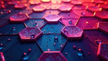 Fototapeta premium Intricate tessellated hexagons in vibrant hues , shape, symmetry