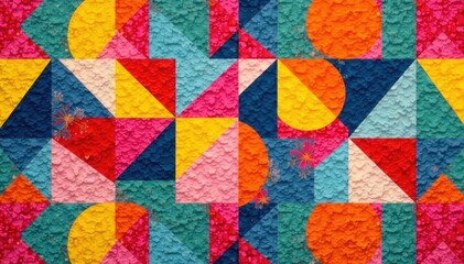 Simple geometric shapes repeat in a textile design , surface, trendy