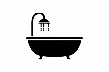 bath tub with shower head icon vector silhouette illustration isolated on white background