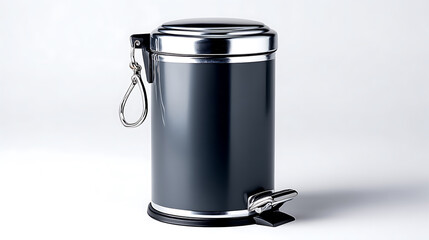 Modern Step-On Trash Can on White Background