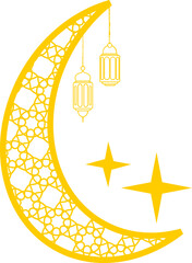 Islamic Moon with Lantern and Star