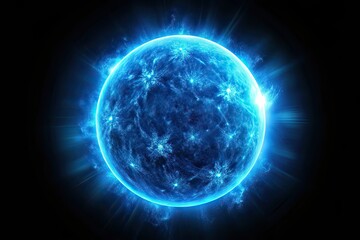 Fototapeta na wymiar Blue Sun, Solar Flare, Mystical Portal, Climate Change, Geomagnetic Storm