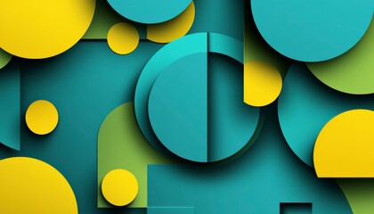 Abstract Geometric Background with Teal Yellow and Green Circles
