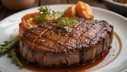 Delicious Grilled Steak with Tomatoes and Asparagus