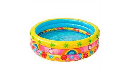 vibrant Colorful inflatable swimming pool isolated on transparent background