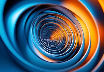 Fototapeta premium Abstract Swirling Vortex Blue and Orange Concentric Circles
