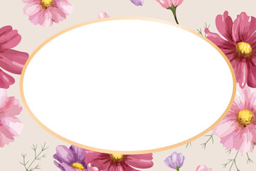 Obraz premium Gold oval cosmos flower frame design element
