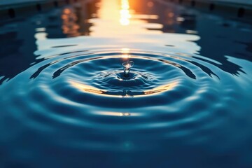 Rippling water surface, concentric circles from a central point, concentric, picture