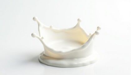 Frozen milk splash, pristine white background, cream, delicious, smooth