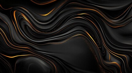 Obraz premium Abstract Dark Swirls with Golden Accents: A Luxurious Digital Art Piece