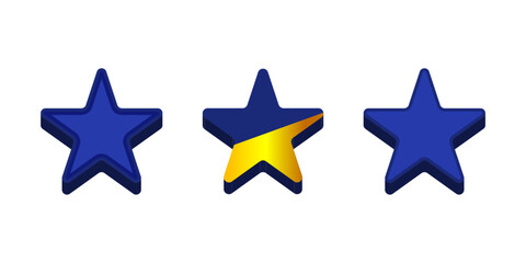 Vector illustration of 3D Stars set isolated on white background