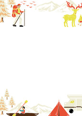 Outdoor camping png illustration border transparent background