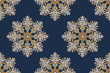 Vector damask seamless pattern background. Elegant luxury texture for wallpapers, decoration.Motifs Ikat floral embroidery.ethnic oriental pattern traditional.Geometric flower folklore ornaments.