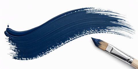 dark navy blue paint brush stroke isolated on white or transparent png
