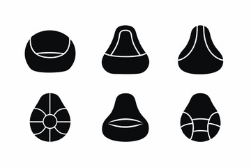 set of Bean Bag icon vector silhouette illustration isolated on white background