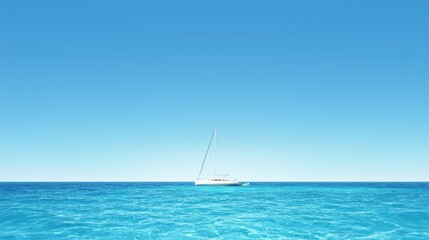 Fototapeta premium A white sailboat on the ocean.