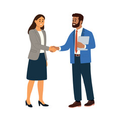 Two professionals shaking hands at a business meeting