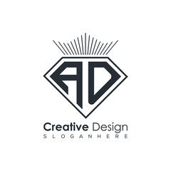 Luxury Initial Letter Monogram in Pentagon Diamond Shape with Royal Crown for Premium Branding & High-End Logo Design
