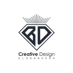 Fototapeta premium Luxury Initial Letter Monogram in Pentagon Diamond Shape with Royal Crown for Premium Branding & High-End Logo Design 