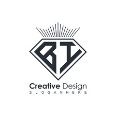 Luxury Initial Letter Monogram in Pentagon Diamond Shape with Royal Crown for Premium Branding & High-End Logo Design
