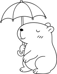 cute capybara holding umbrella, enjoying peaceful moment
