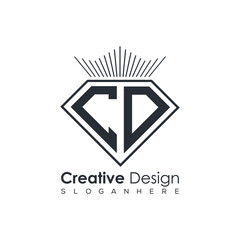 Fototapeta premium Luxury Initial Letter Monogram in Pentagon Diamond Shape with Royal Crown for Premium Branding & High-End Logo Design 