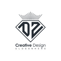 Luxury Initial Letter Monogram in Pentagon Diamond Shape with Royal Crown for Premium Branding & High-End Logo Design
