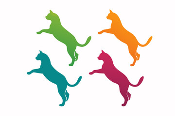 Fototapeta premium set of Beautiful Cat vector silhouette illustration isolated on white background