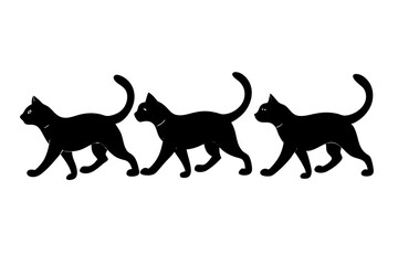 set of Beautiful Cat vector silhouette illustration isolated on white background