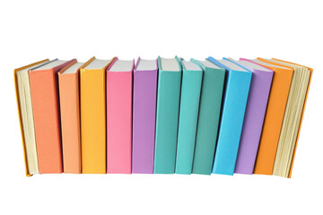Colorful books lined up showcasing vibrant hues and textures a delightful collection for reading