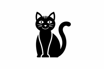 Beautiful Cat icon vector silhouette illustration isolated on white background
