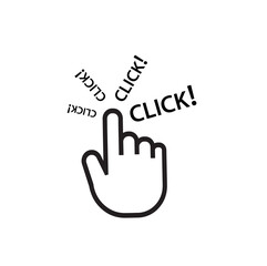 click here sign on white background	