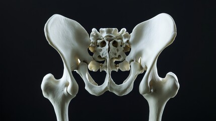 
Human Hip and Pelvic Bones on Black Background Anatomical Skeleton, Learning Biology, Science