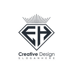 Luxury Initial Letter Monogram in Pentagon Diamond Shape with Royal Crown for Premium Branding & High-End Logo Design
