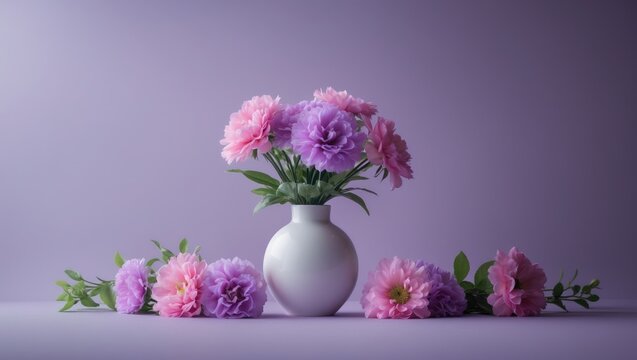 Lovely synthetic flowers on a backdrop
